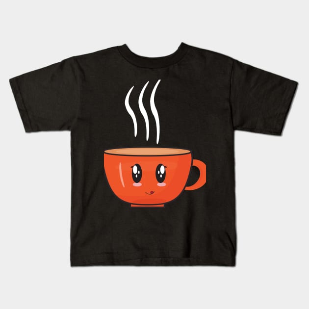 kawaii coffee cup Kids T-Shirt by Abdydesigns